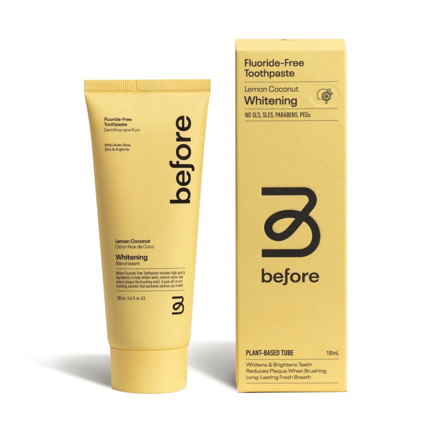 Before Fluoride-Free Whitening Toothpaste - Lemon Coconut (100ml) Oral Care Before Toothpaste