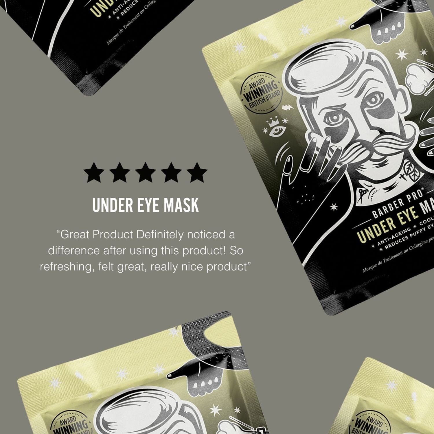 Barber Pro Under Eye Mask with Activated Charcoal & Volcanic Ash (3 pairs) Masks Barber Pro