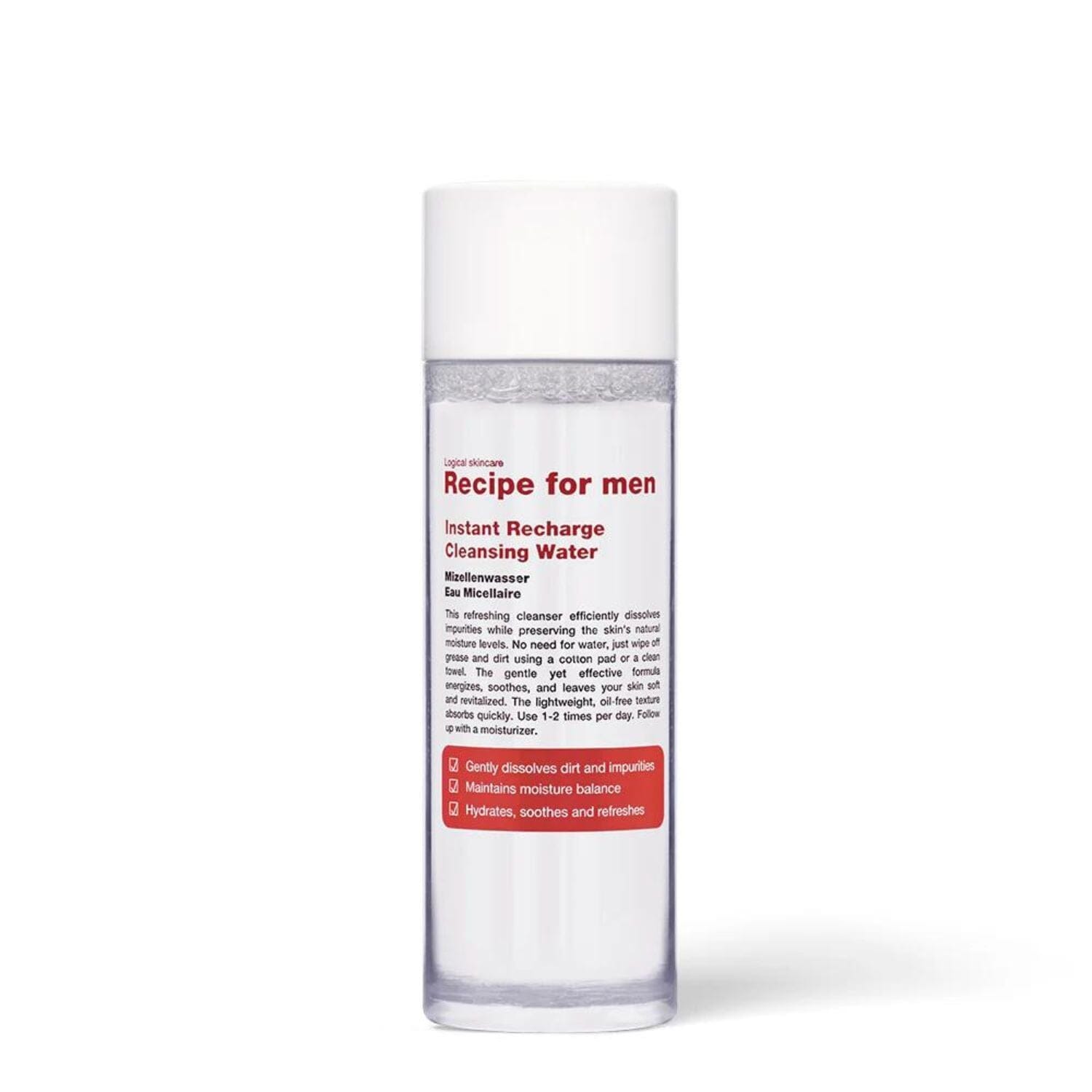 Recipe For Men Instant Recharge Cleansing Water (100ml) Cleansers Recipe For Men