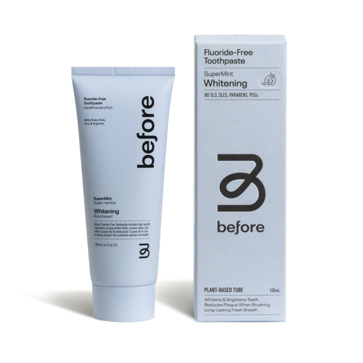 Before Fluoride Free Whitening Toothpaste - Supermint (Size Options) Oral Care Before Toothpaste