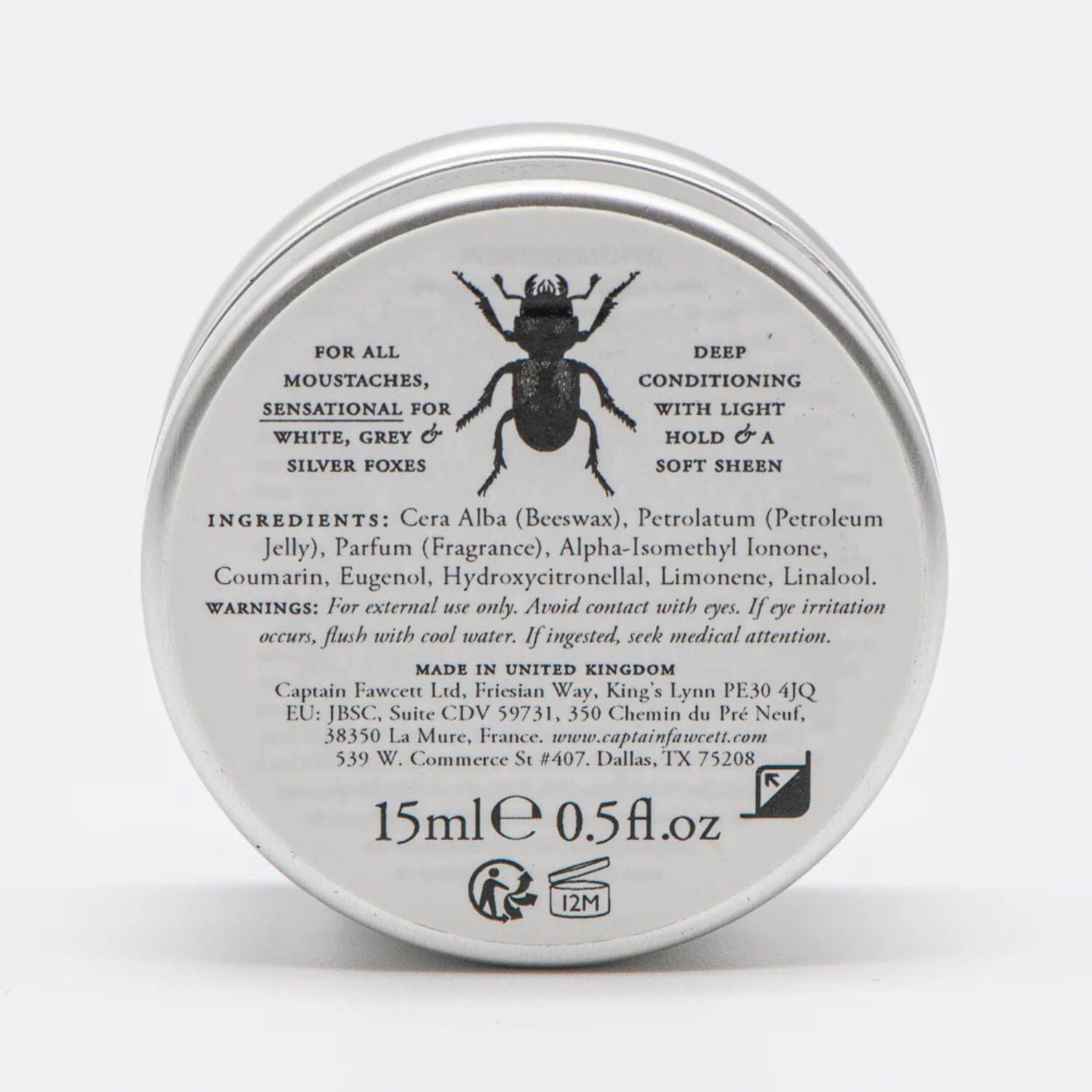Captain Fawcett's Bianco Classico Moustache Wax (15ml) Moustache Waxes Capt. Fawcett