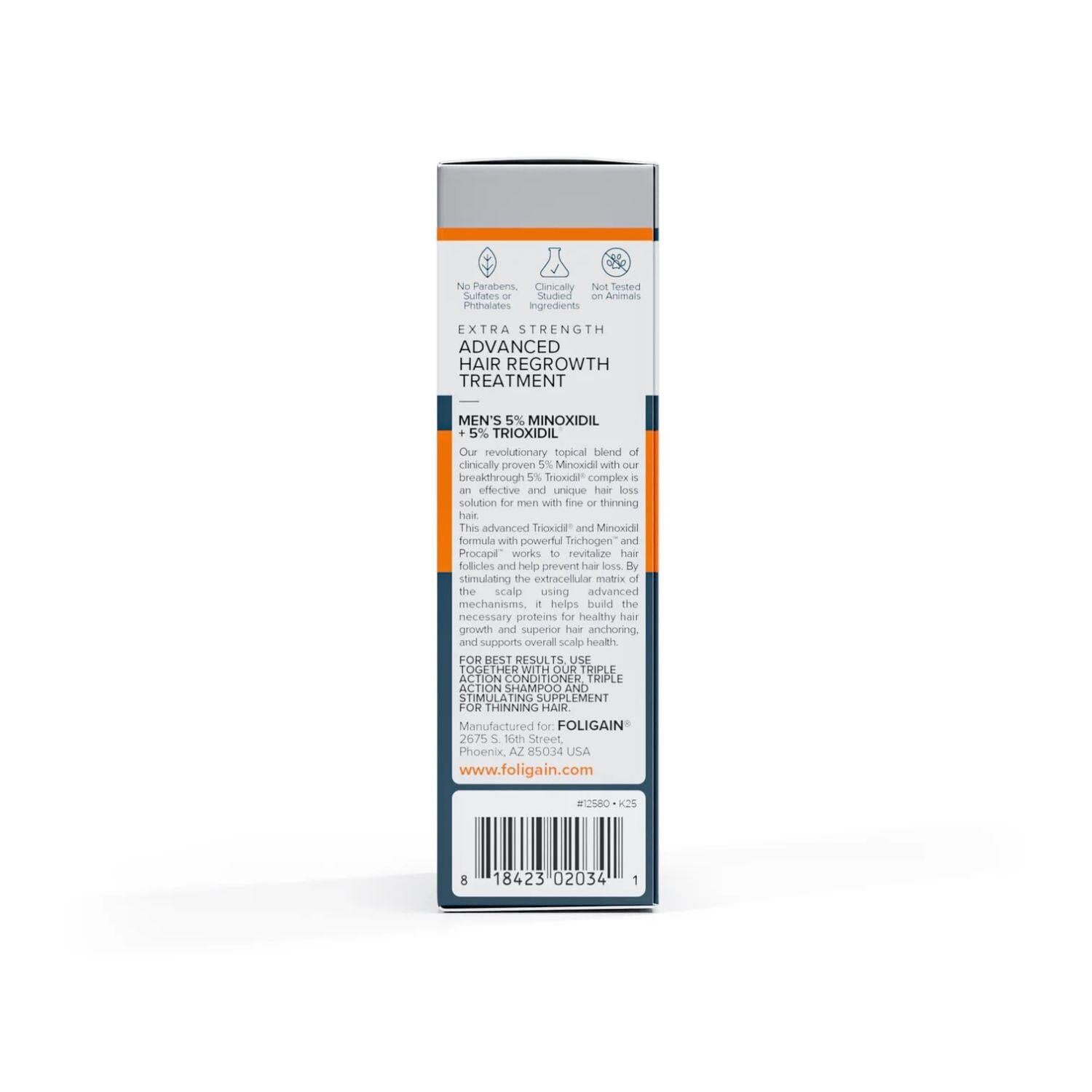 Foligain Advanced Hair Regrowth Treatment For Men with 5% Minoxidil & 5% Trioxidil (59ml) Hair Loss Treatments Foligain