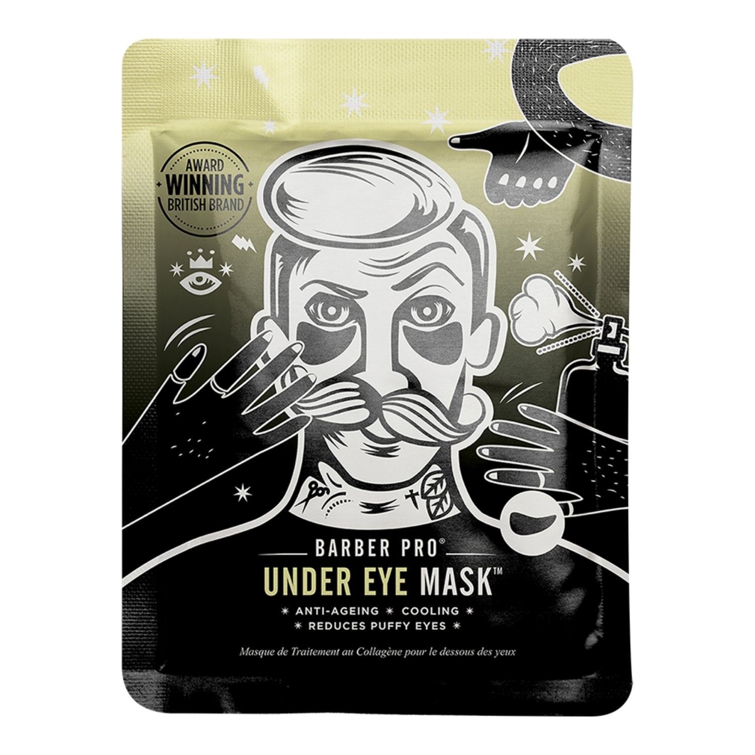 Barber Pro Under Eye Mask with Activated Charcoal & Volcanic Ash (3 pairs) Masks Barber Pro