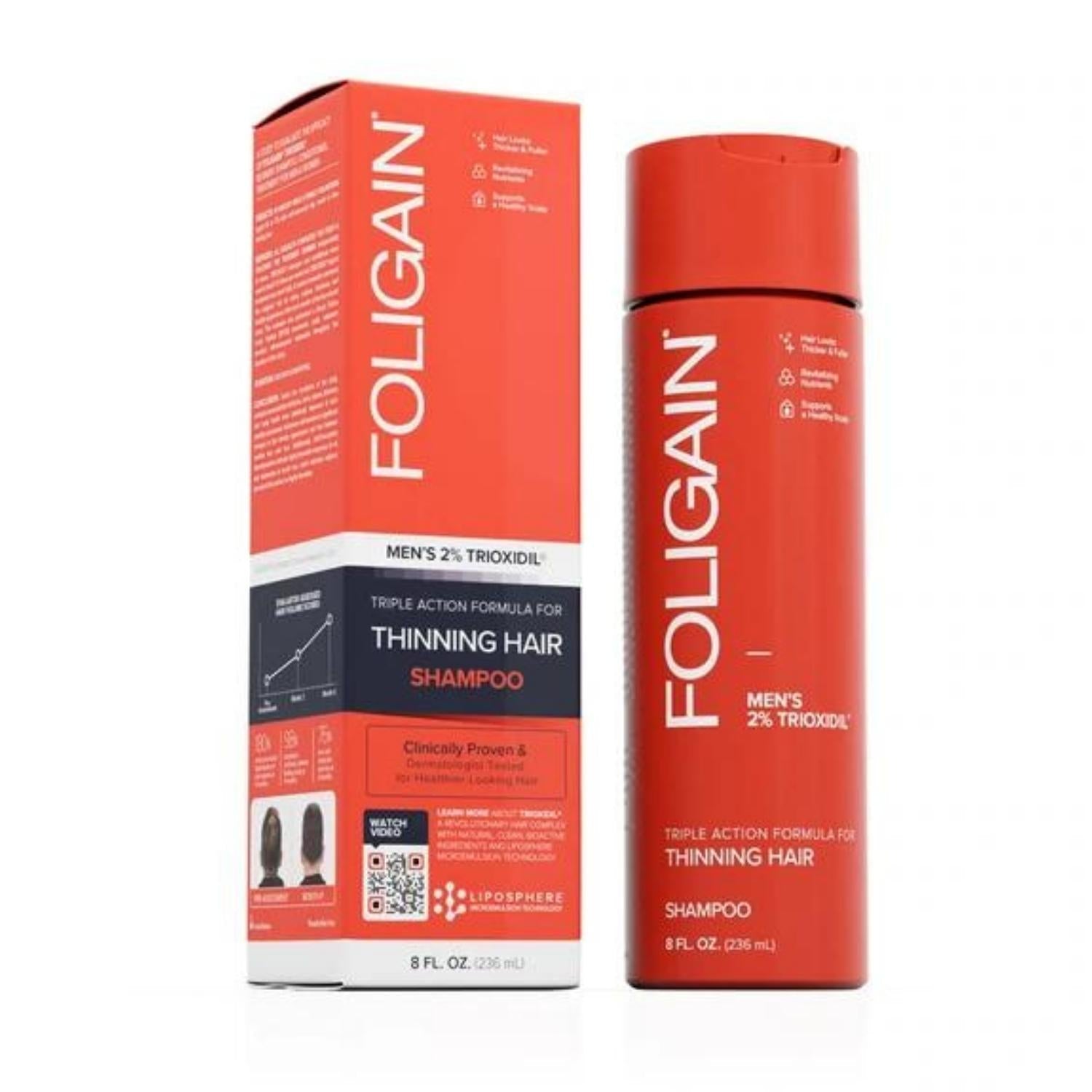 Foligain Triple Action Shampoo for Thinning Hair with 2% Trioxidil (236ml) Hair Loss Treatments Foligain