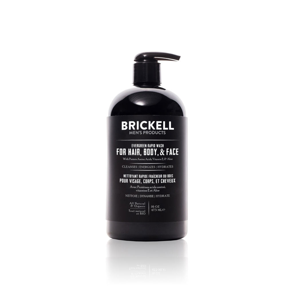 Brickell Rapid Wash for Hair, Body, & Face (Options) Shower Gels & Washes Brickell 473ml Evergreen
