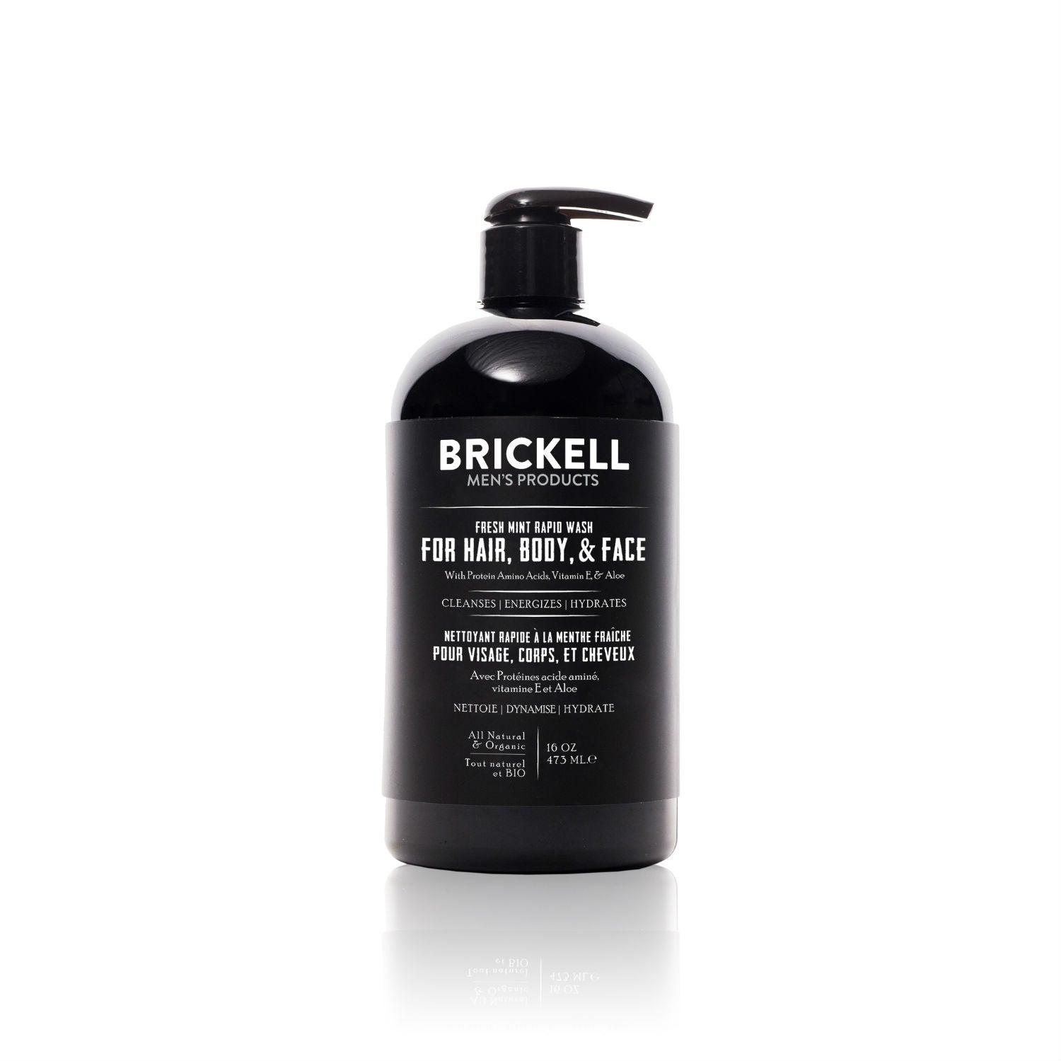 Brickell Rapid Wash for Hair, Body, & Face (Options) Shower Gels & Washes Brickell 473ml Fresh Mint