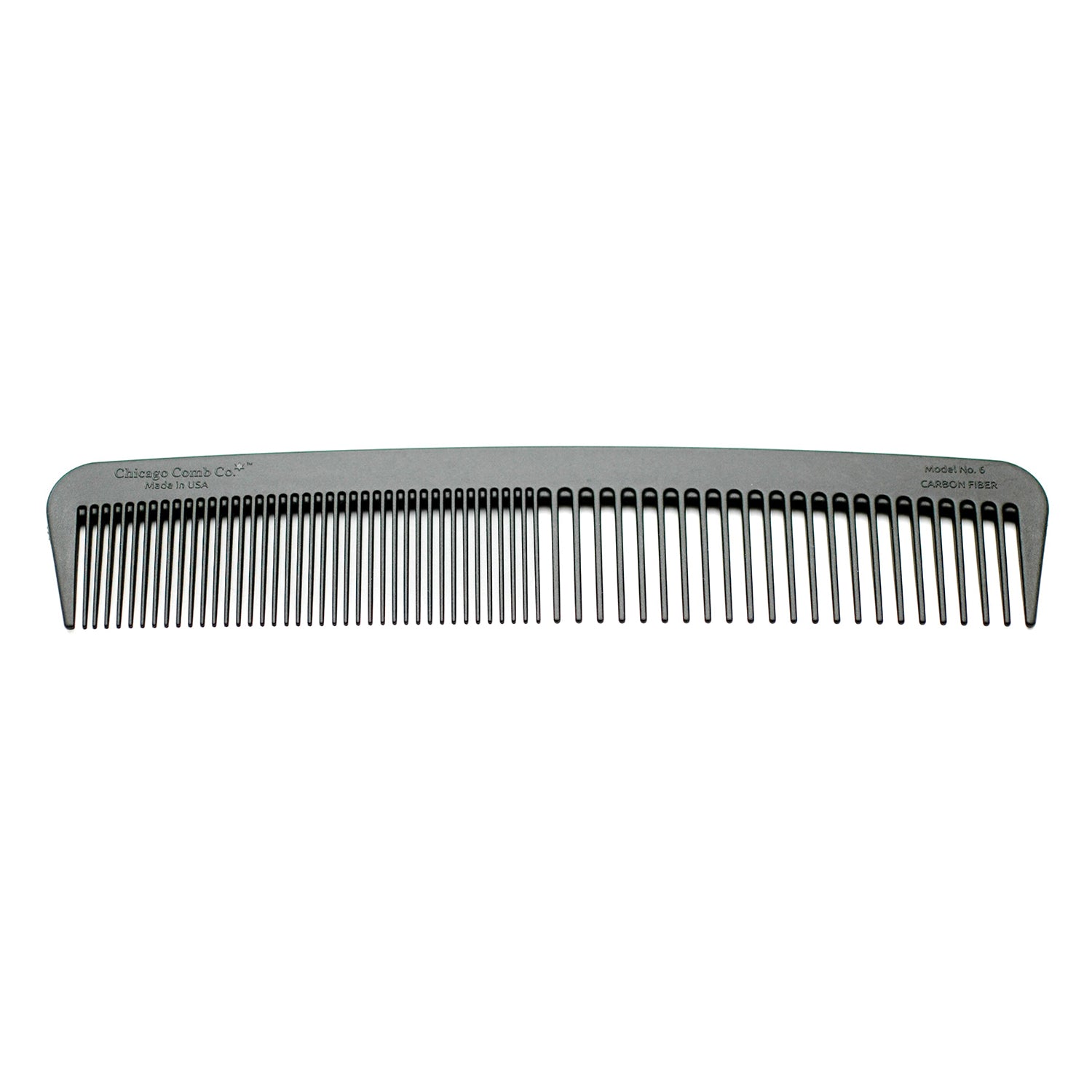 Chicago Comb Co. Model No. 6 Carbon Fiber Comb Combs & Brushes Chicago Comb Co. Comb Only