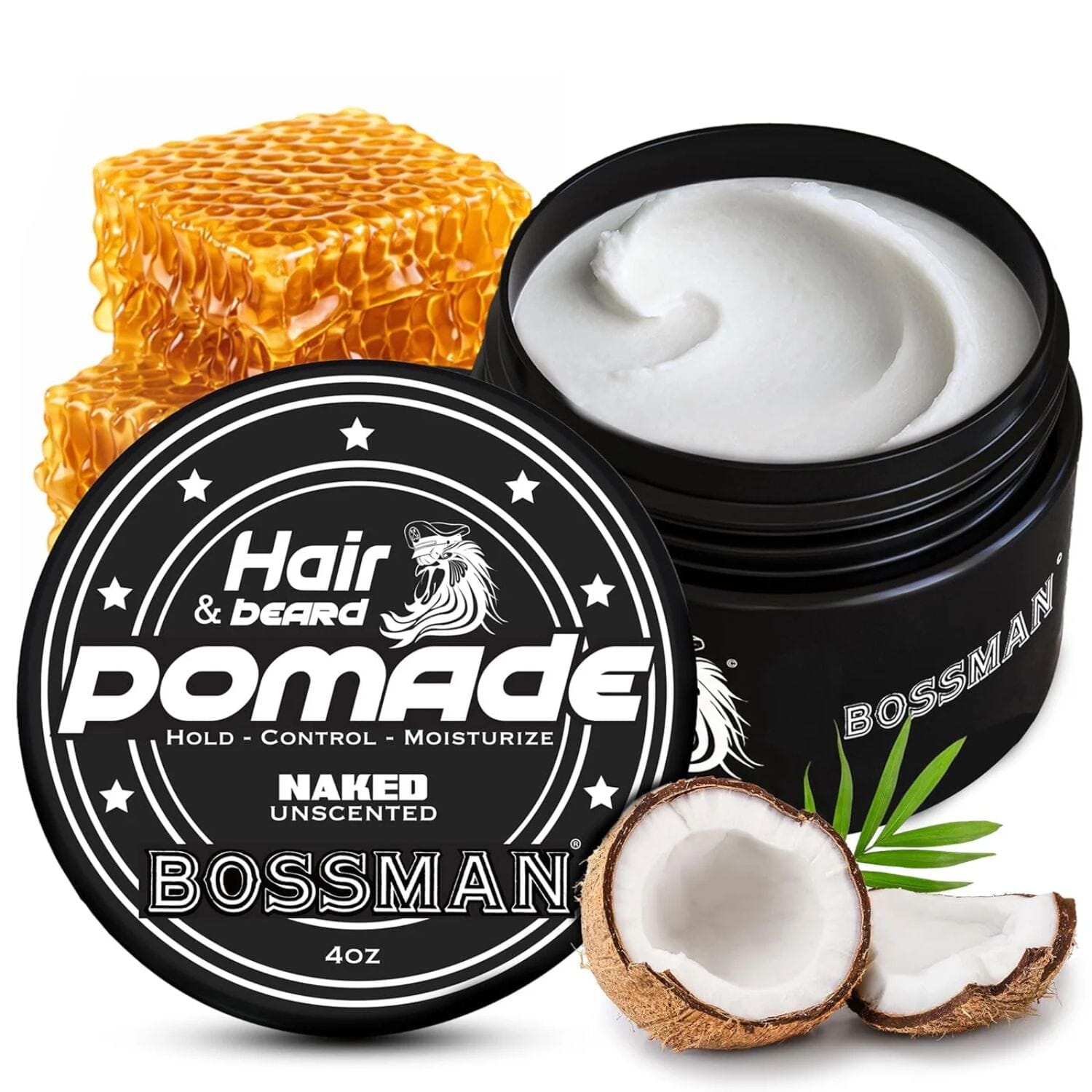 Bossman Hair & Beard Pomade - Naked (4oz) Beard Balms Bossman 