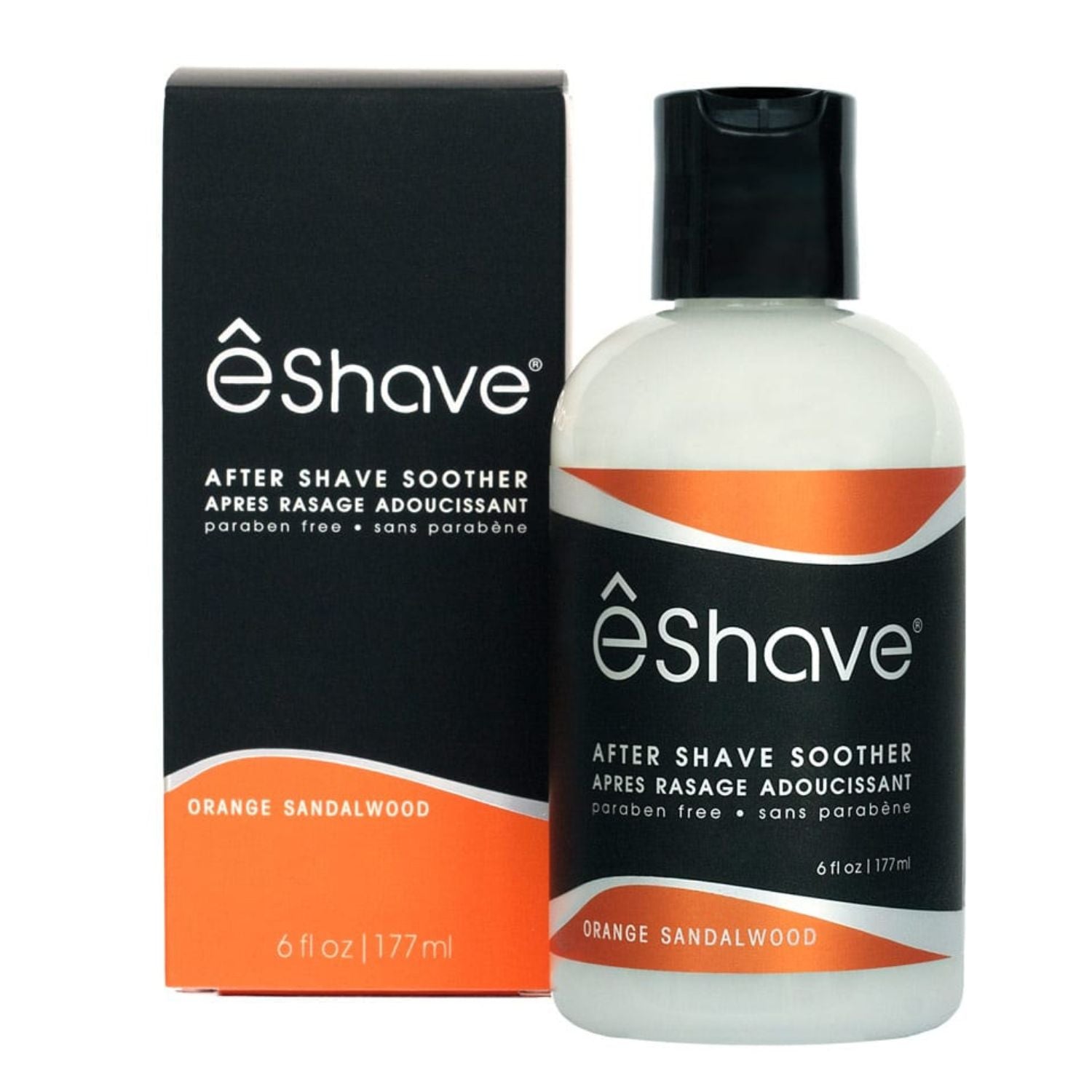 eShave after shave soother bottle and packaging on a white background