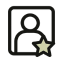 Icon of a person with a star, likely representing a user profile or rating system.