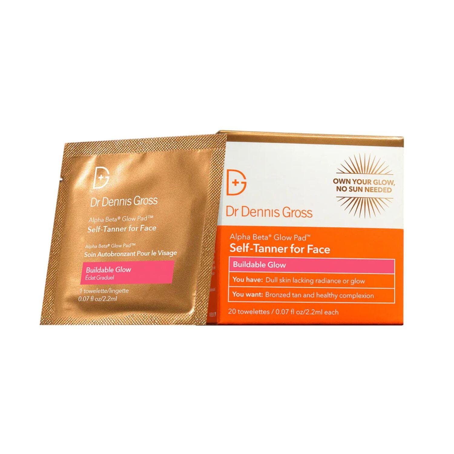 Dr. Dennis Gross Skincare Alpha Beta Glow Pad Self Tanner for Face (20 towelettes) Self Tanners Dr. Dennis Gross 