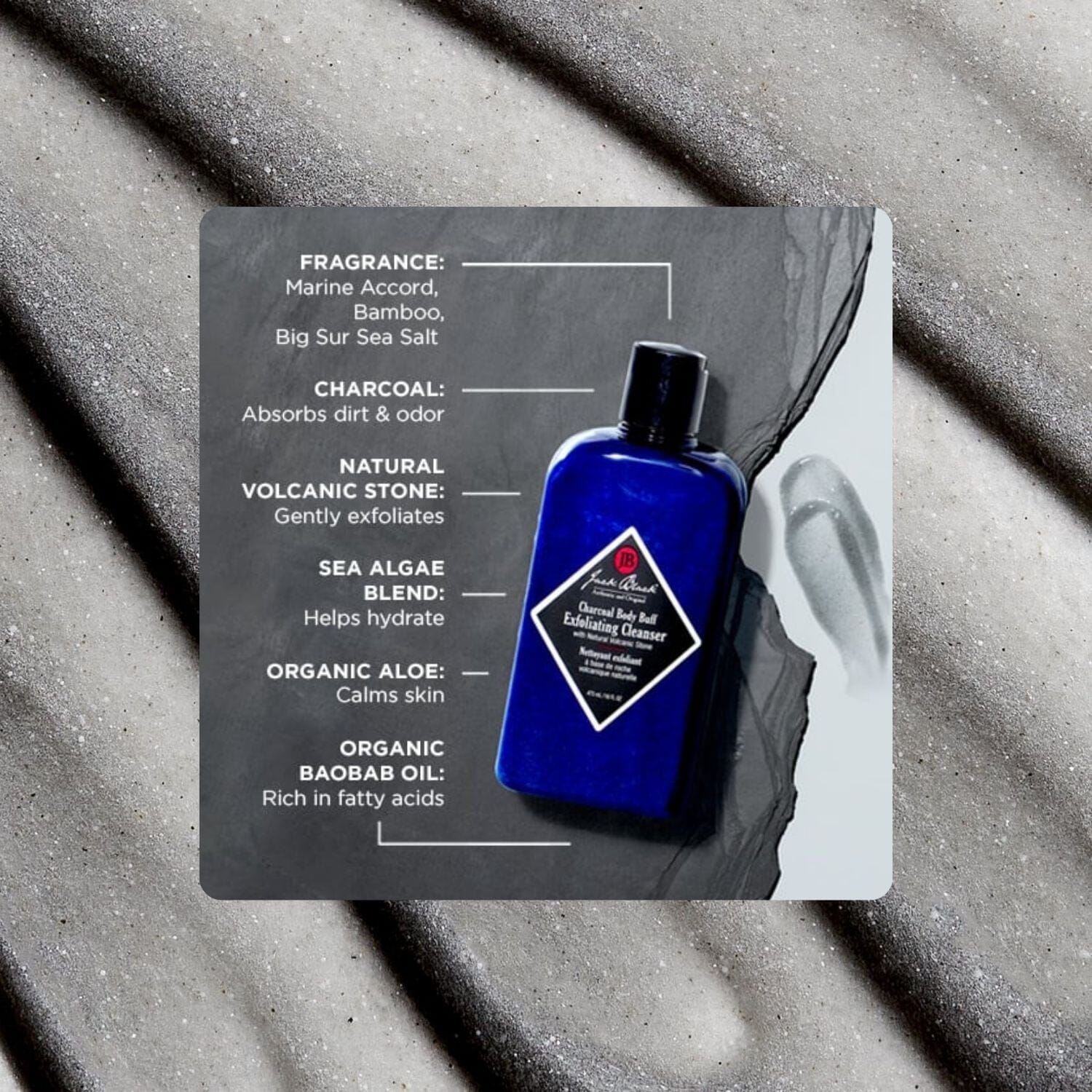 Jack Black Charcoal Body Buff Exfoliating Cleanser (Size Options) Body Scrubs Jack Black 