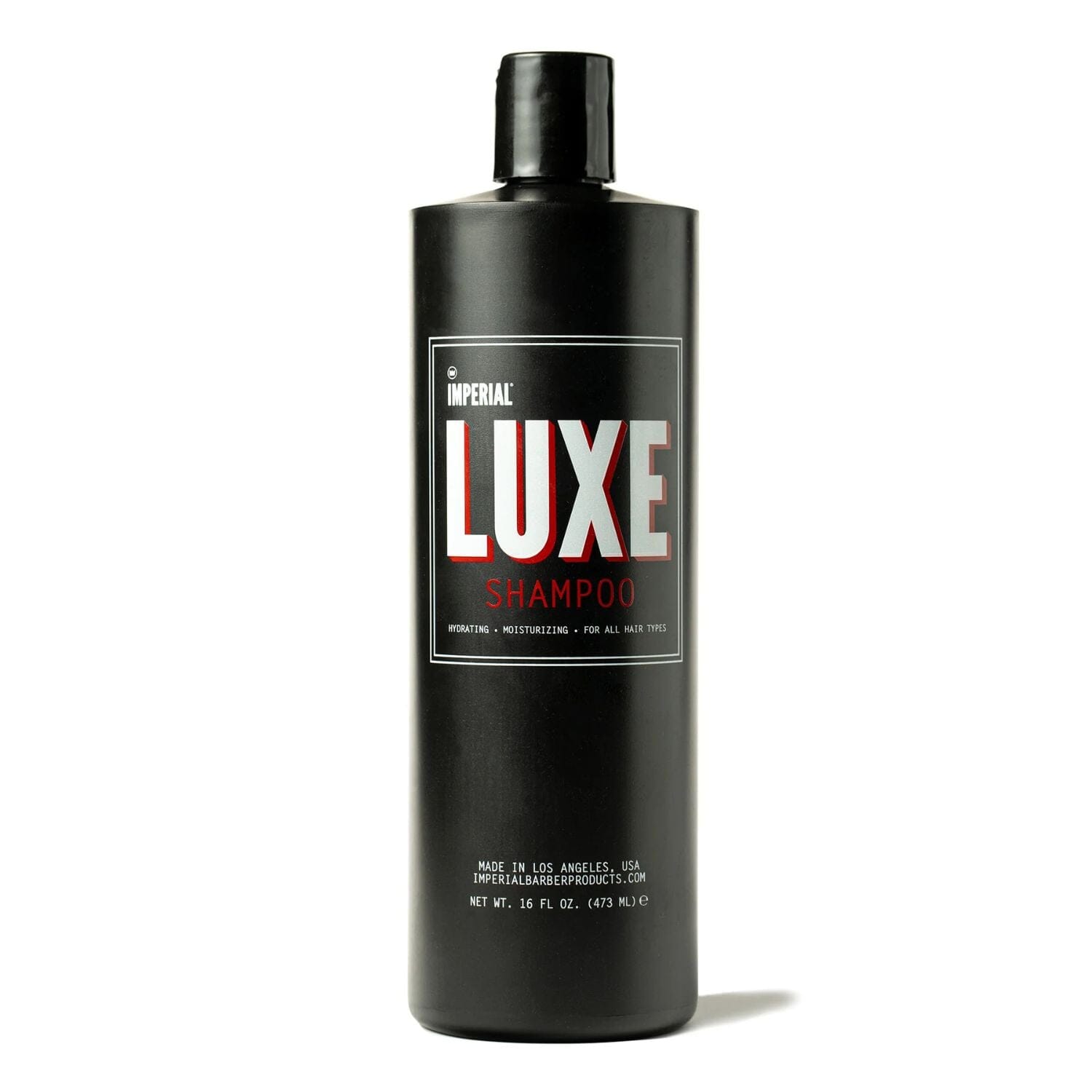 Black bottle labeled Imperial Lux Body Wash on a white background 