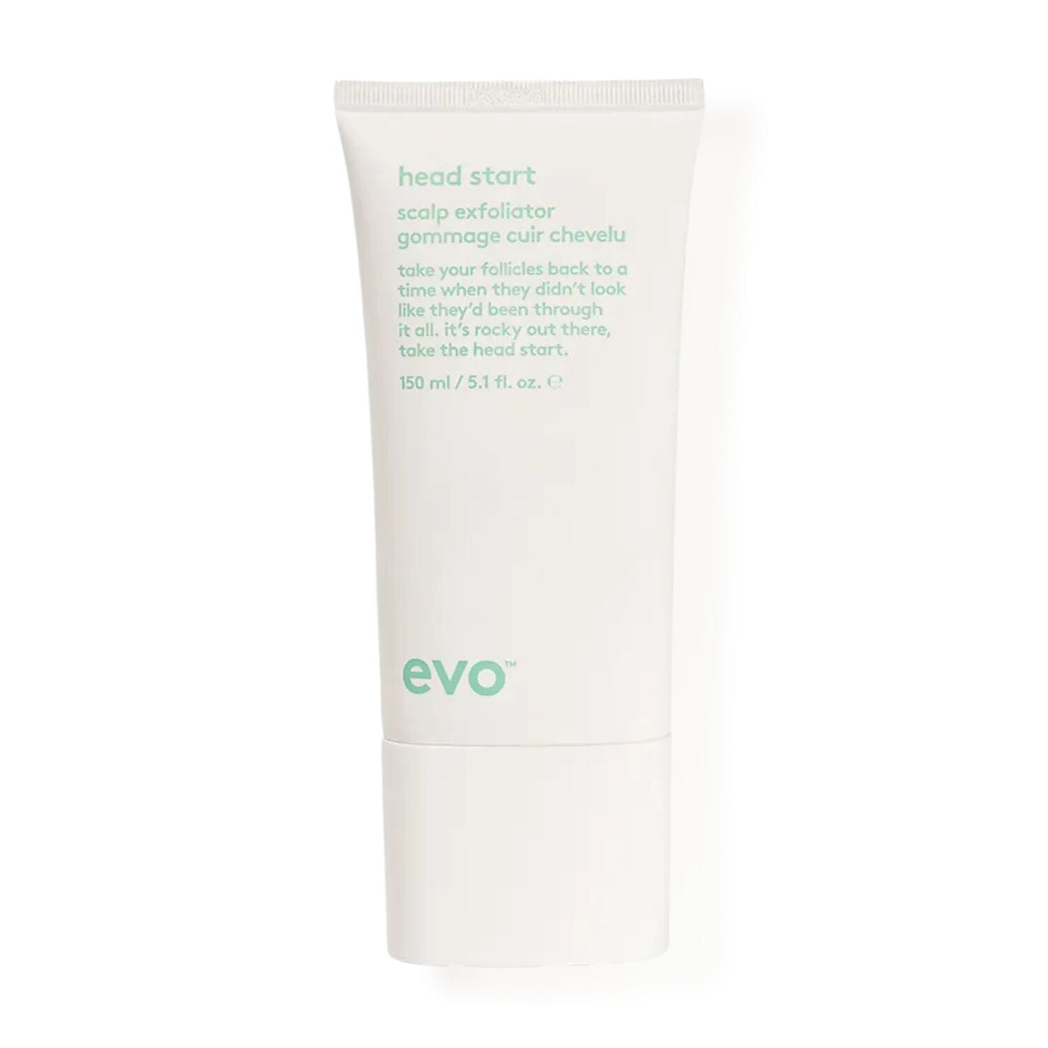 evo head start scalp exfoliator tube on a white background