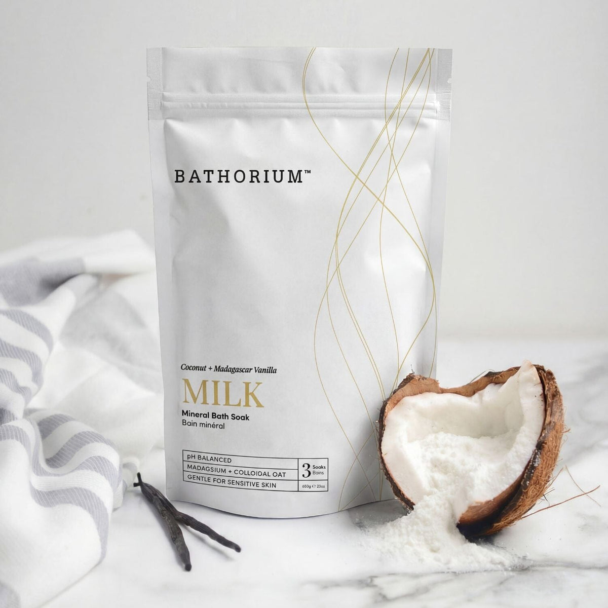 Bathorium Milk Coconut + Vanilla Mineral Bath Soak (650g) Bath Salt / Soaks Bathorium 