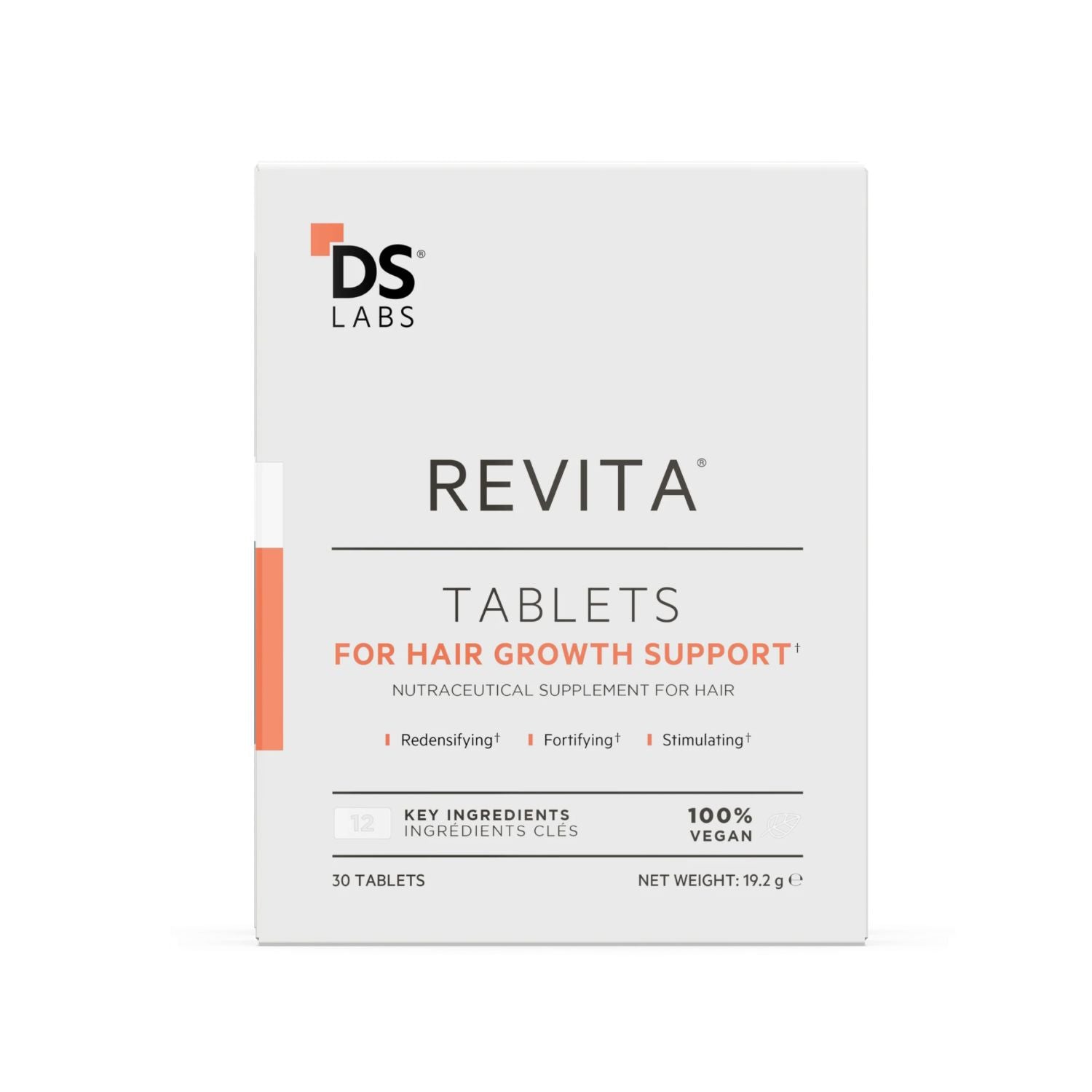 Revita tablets for hair growth support by DS Labs on a white background