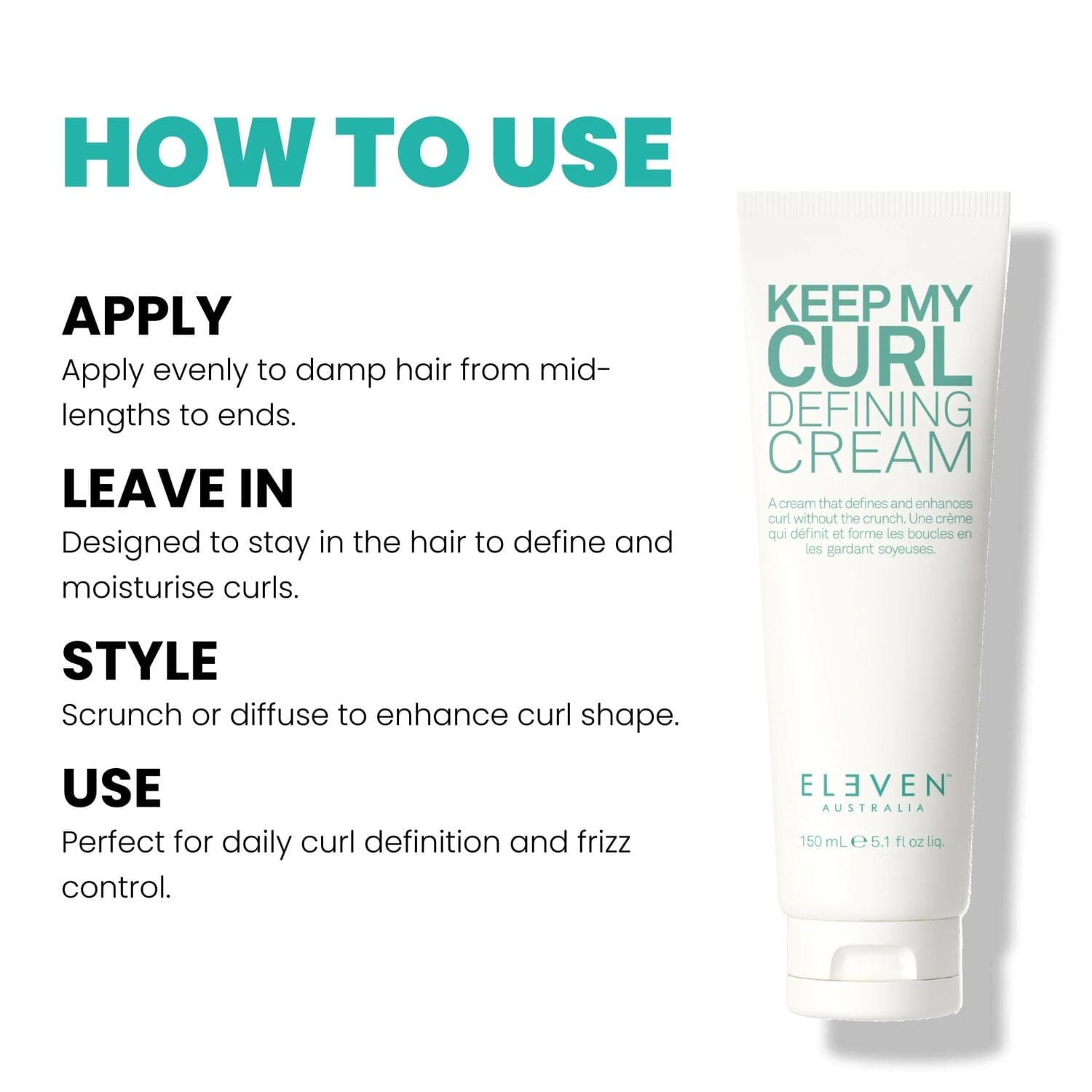 Eleven Australia Keep My Curl Defining Cream (150ml) Creams Eleven Australia 