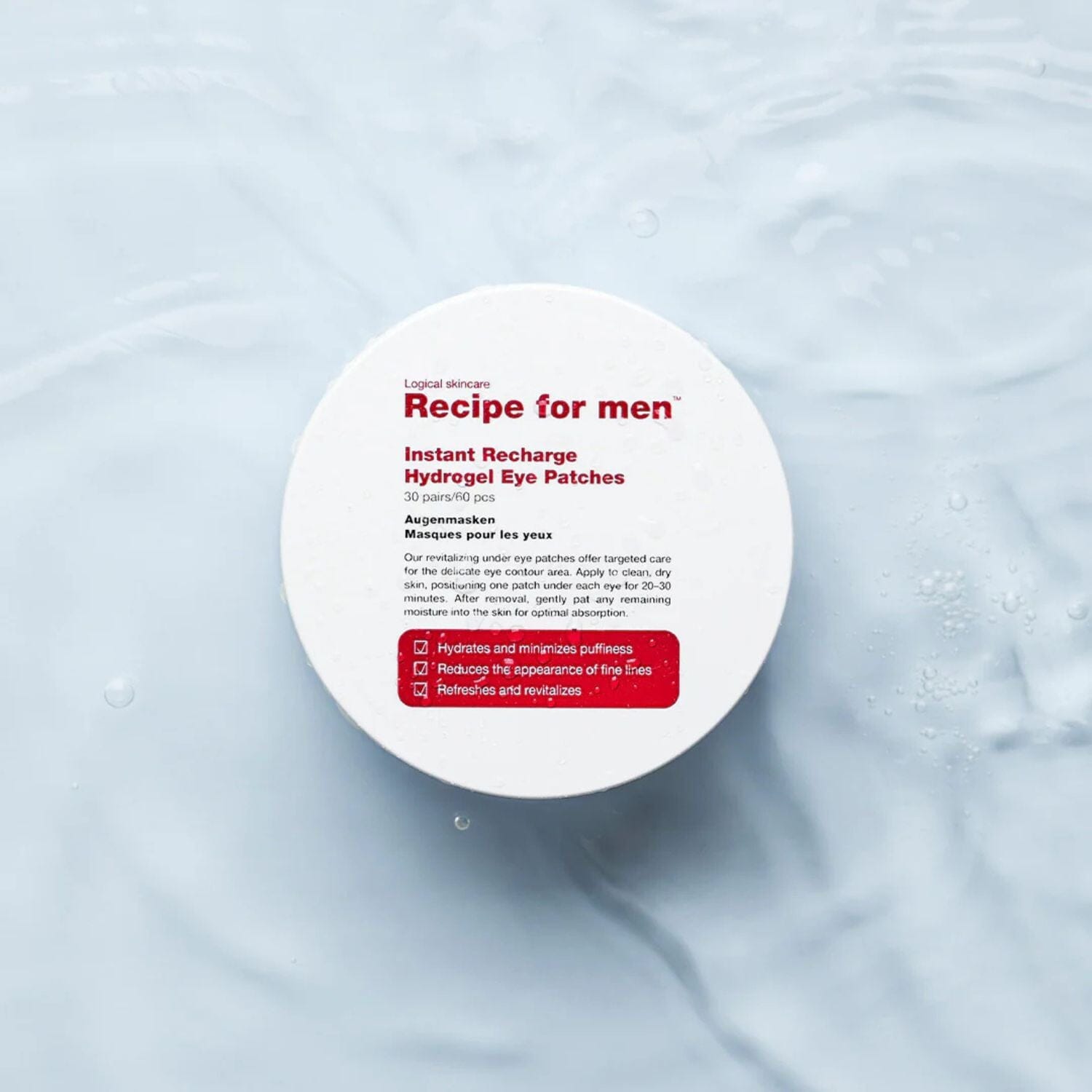 Recipe For Men Instant Recharge Hydrogel Eye Patches (30 pairs) Undereye Recipe For Men 