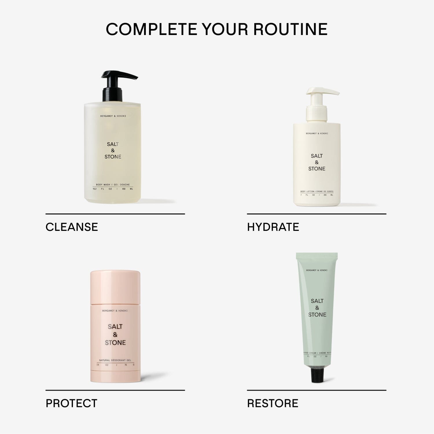 Salt & Stone Formula No 2 Natural Deodorant Gel For Sensitive Skin - Bergamot & Hinoki (75g) Deodorants & Antiperspirants Salt & Stone 