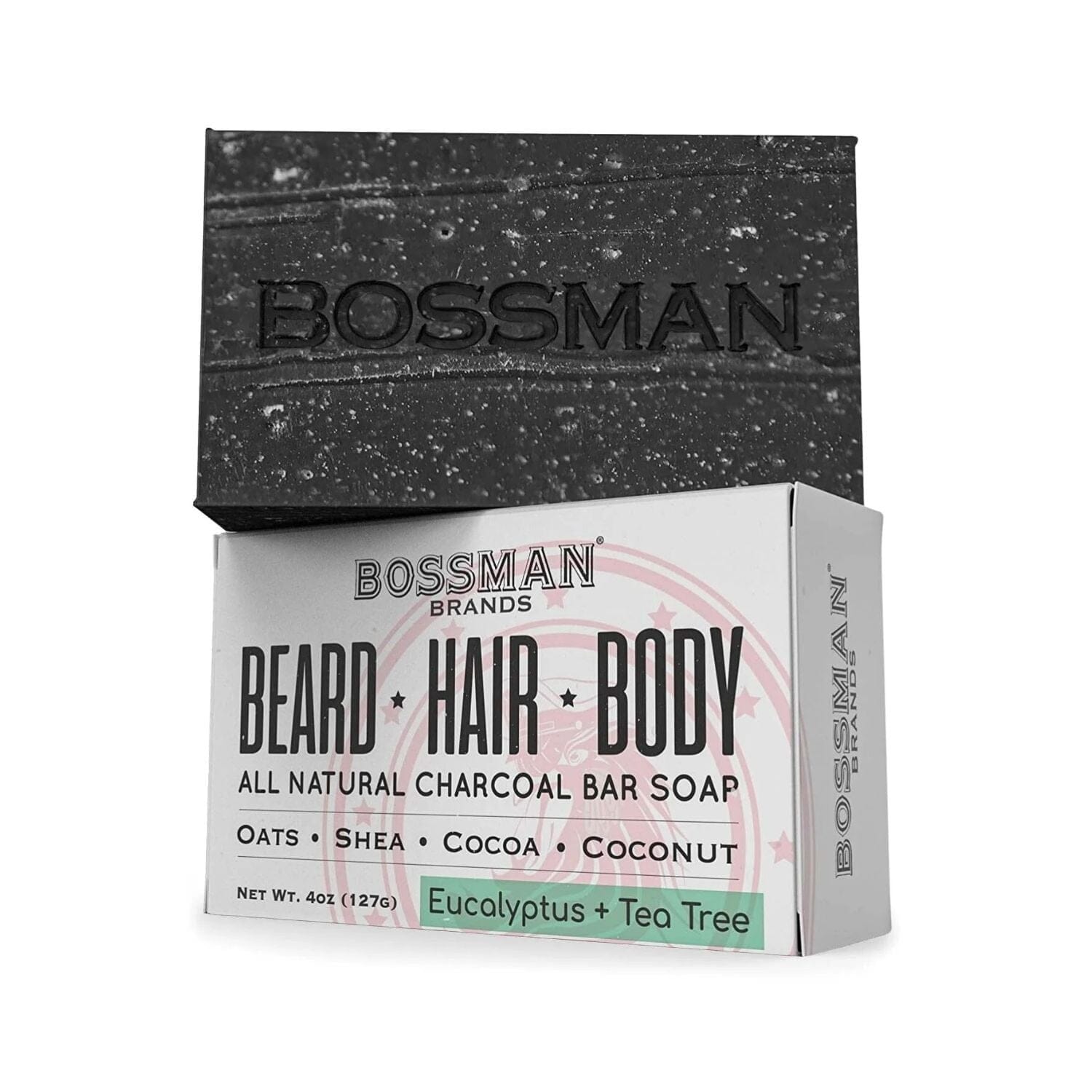 Bossman All Natural Exfoliating Beard, Hair & Body Bar Soap - Eucalyptus + Tea Tree (127g) Bar Soaps Bossman 