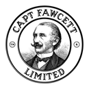 Circular logo of Capt Fawcett Limited with a portrait in the center on a green background