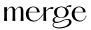 The word 'merge' in a decorative font on a green background