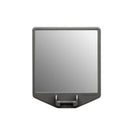 A square wall mirror with a dark gray frame and a small built-in stand at the bottom, shown against a plain white background.
