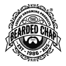 Logo of Bearded Chap with text and emblem on a green background