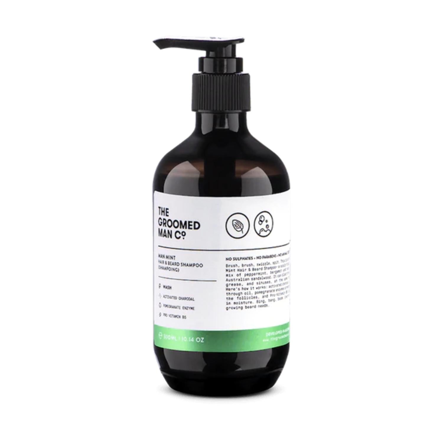 The Groomed Man Co. Man Mint Hair + Beard Shampoo (300ml) Beard Shampoos The Groomed Man Co. 