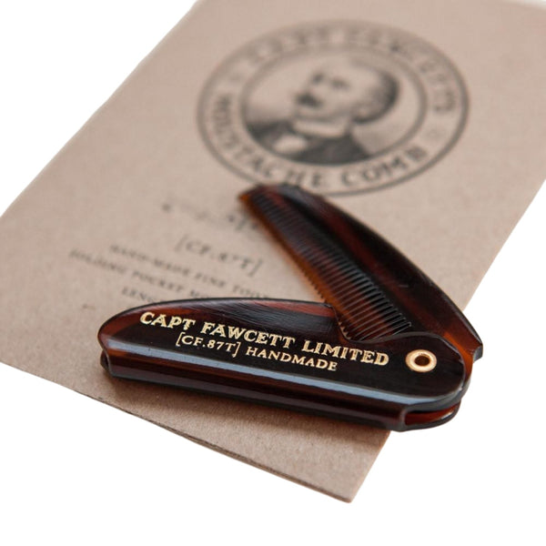 Captain Fawcett's Folding Pocket Moustache Comb Beard Combs Capt. Fawcett 