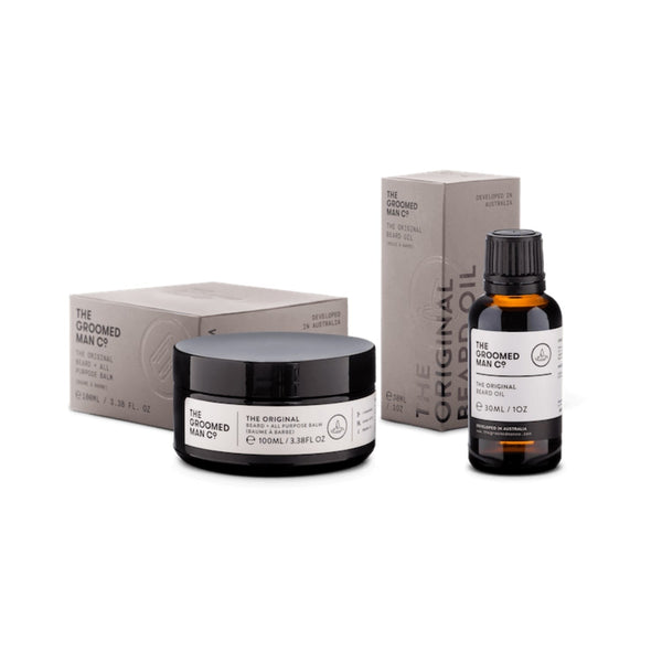 The Groomed Man Co The Original Beard Oil + Beard Balm Kit (Unscented) Beard Sets The Groomed Man Co. 