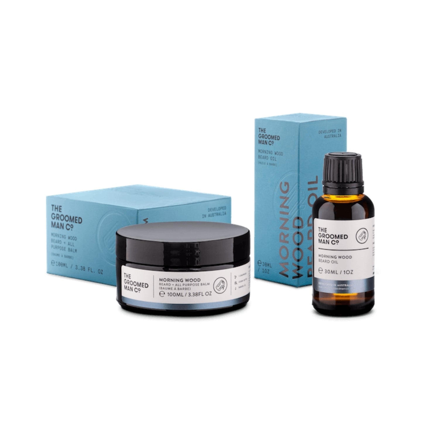 The Groomed Man Co Morning Wood Beard Oil + Beard Balm Kit Beard Sets The Groomed Man Co. 